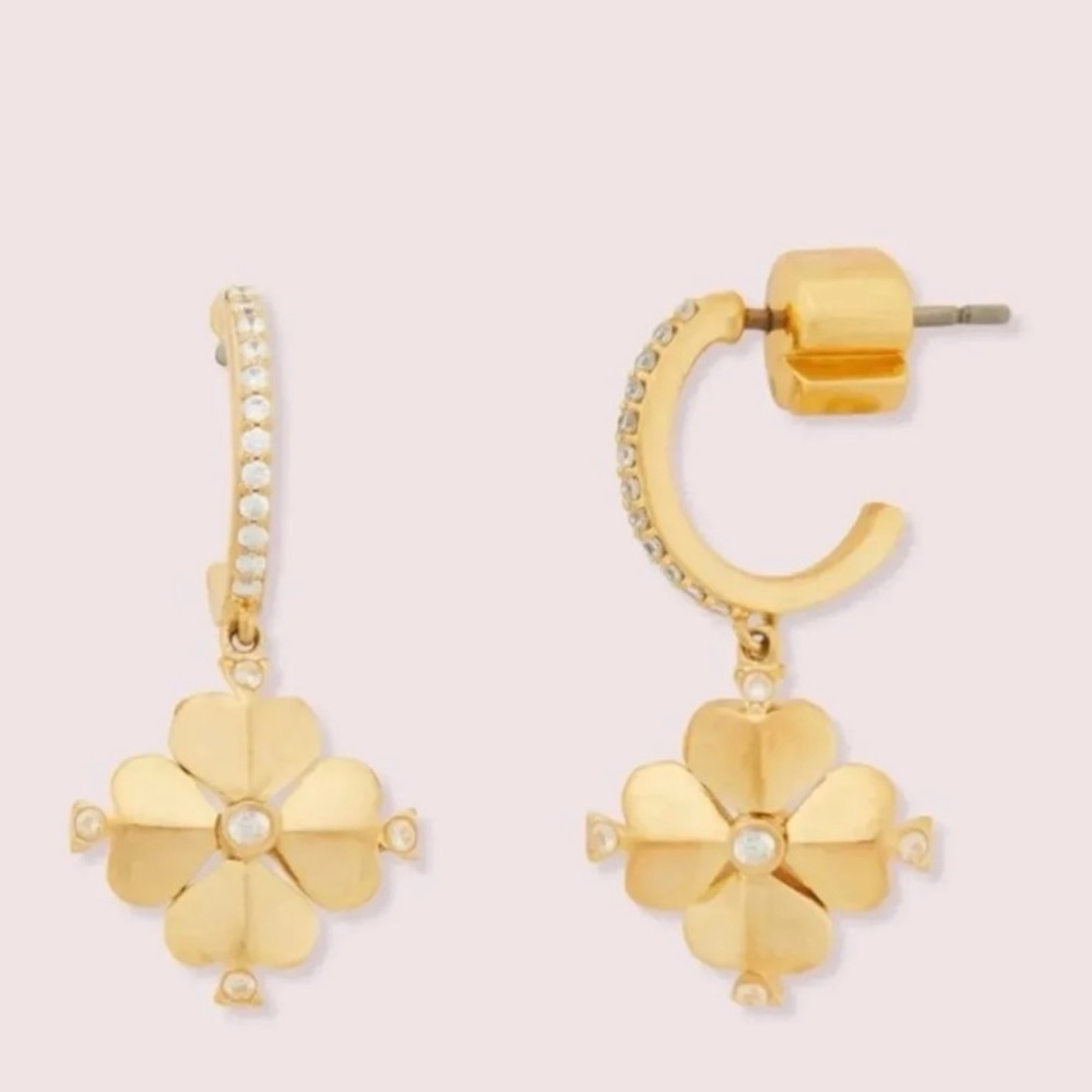 Kate Spade Legacy Logo Flower Huggies Earrings - Picture 1 of 4